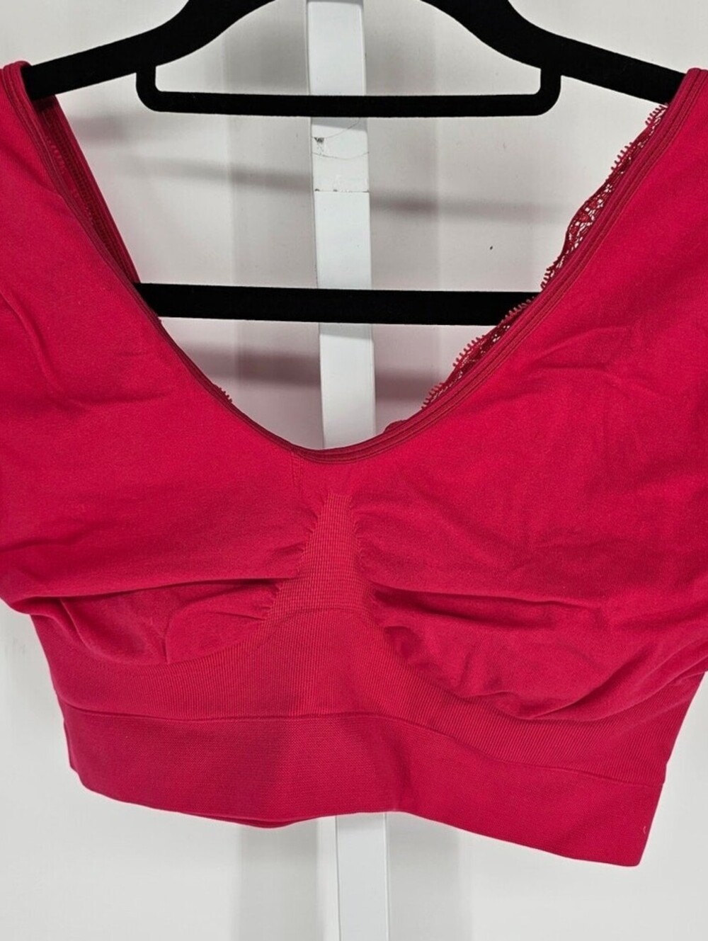Rhonda Shear Womens Sz L Sports Bra Medium Impact Dark Pink